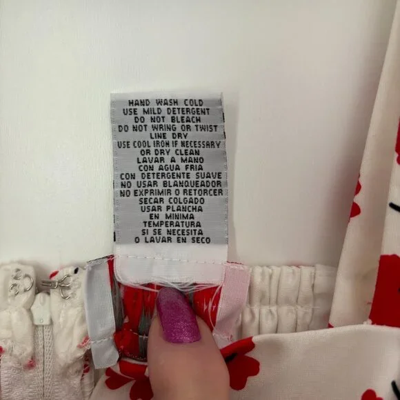 Vintage R&K Originals Red Poppy Flower Built in Bra Fit and Flare Sundress 10 - Picture 13 of 15